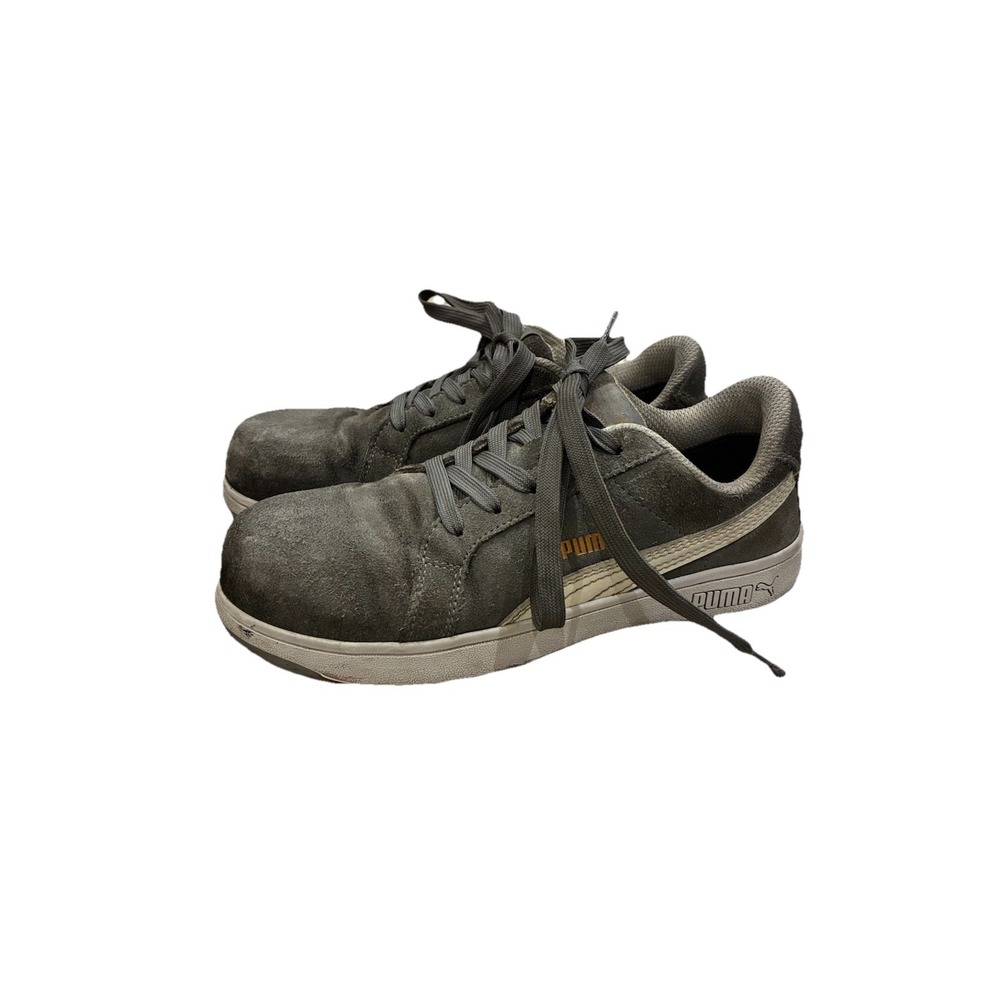 Puma Iconic Steel Toe Work Shoes Women's‎ Sz 6 Suede Gray Low Top Comfort